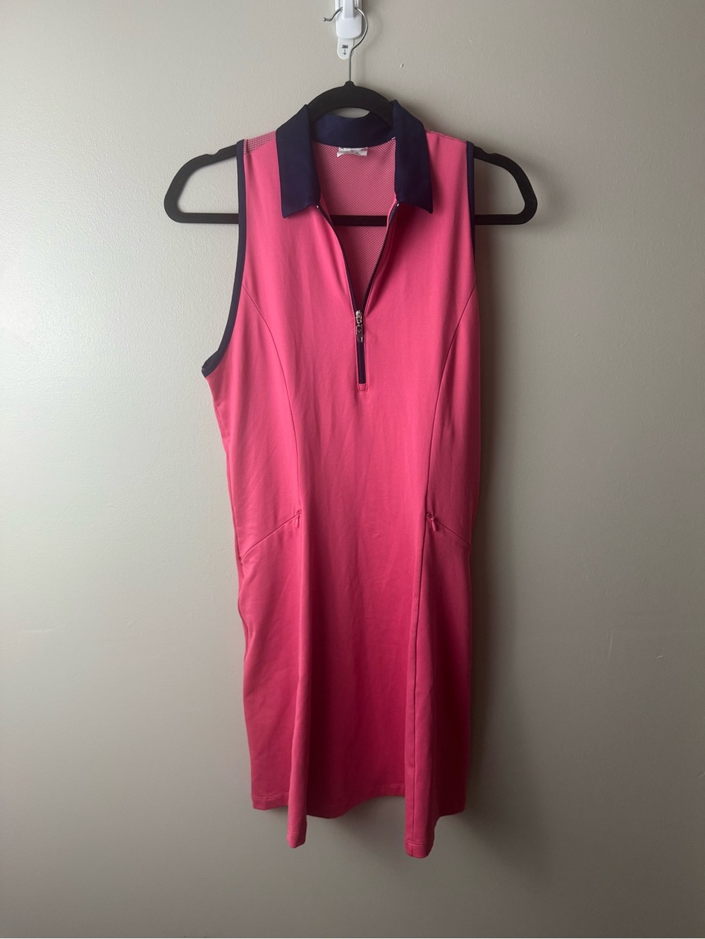 Callaway Pink Sleeveless Polo Golf Dress with Navy Trim Medium